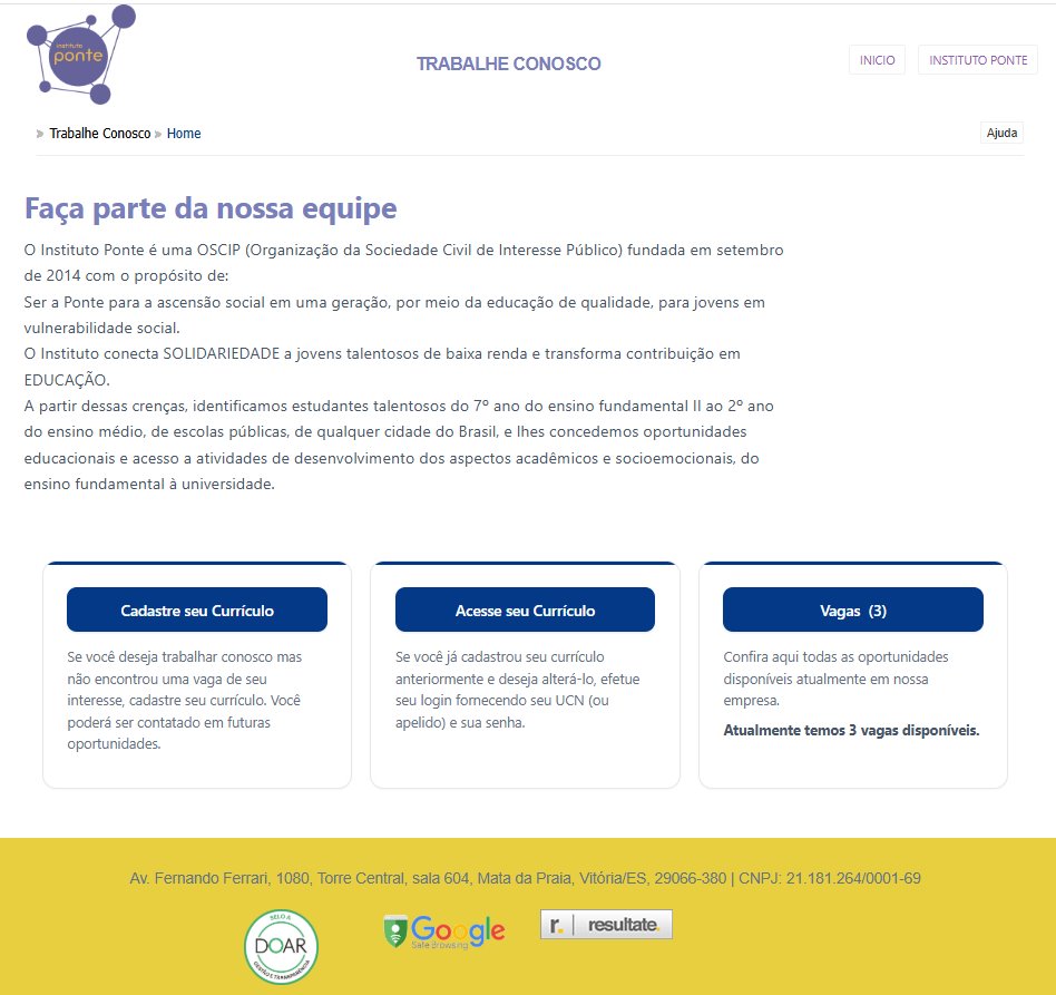 M&oacute;dulo Trabalhe Conosco no Instituto Ponte